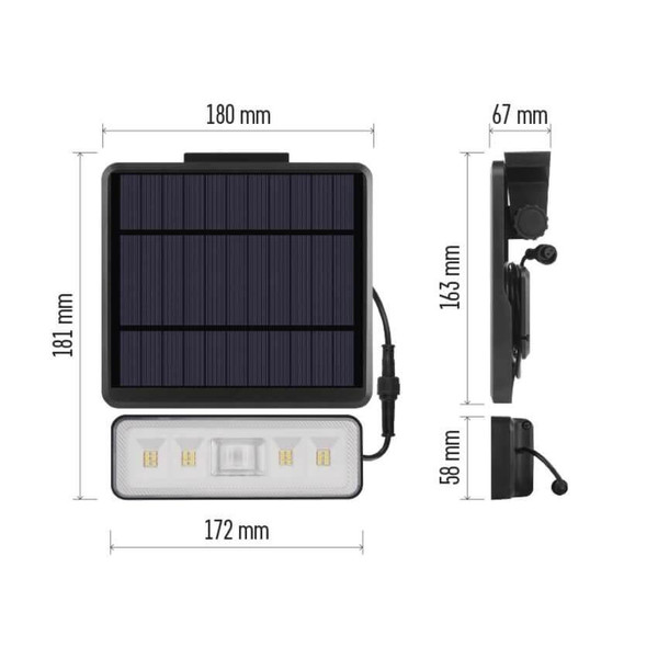 Emos LED Solar-Fluter Sunno 1300lm neutralweiss 4000K Bewegungsmelder Akku IP54 Schwarz 18x18cm ZG112S