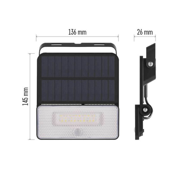 Emos LED Solar-Fluter Solo 1000lm neutralweiss 4000K Bewegungsmelder Akku IP54 Schwarz 14,5x14cm ZG121S