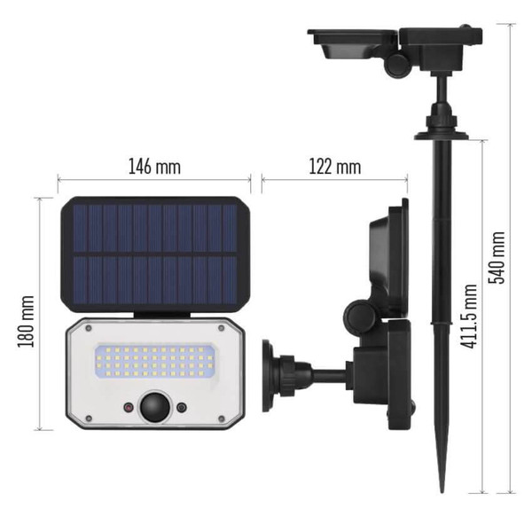 Emos LED Solar-Fluter Spilo 1500lm neutralweiss 4000K Bewegungsmelder Akku IP54 Schwarz 18x15cm ZG132S