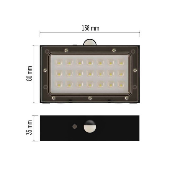 Emos LED Solar-Fluter Brixo 350lm neutralweiss 4000K Bewegungsmelder Akku IP65 Schwarz ZG162S