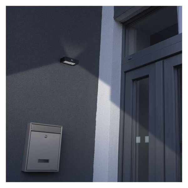 Emos LED Solar-Fluter Brixo 350lm neutralweiss 4000K Bewegungsmelder Akku IP65 Schwarz ZG162S