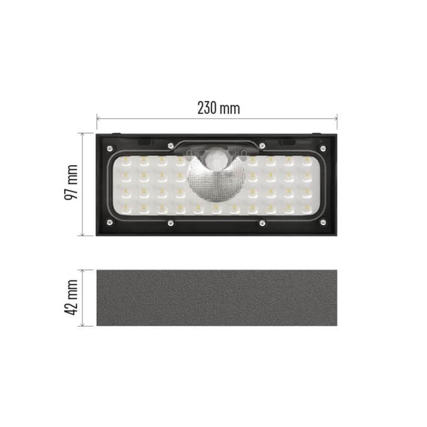 Emos LED Solar-Fluter Brixo 900lm neutralweiss 4000K Bewegungsmelder Akku IP65 Schwarz ZG166S