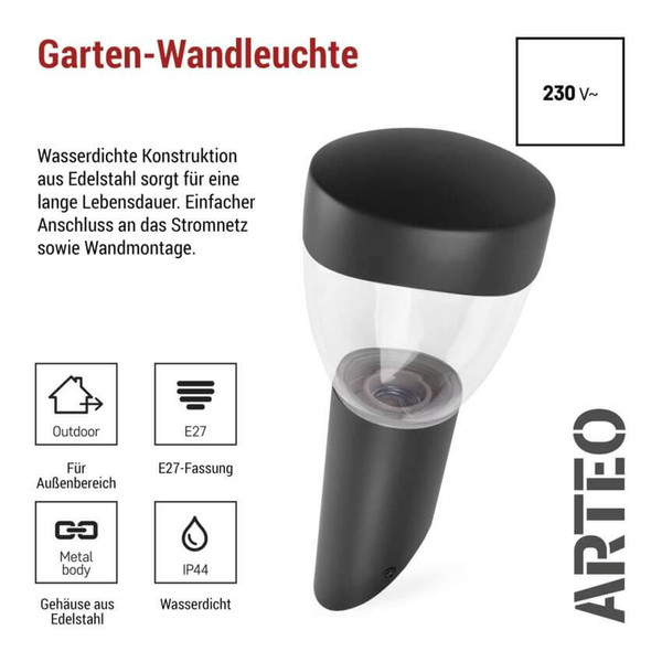 Emos LED Gartenstrahler Arteo IP44 Anthrazit Edelstahl 12x12cm ZGA020P