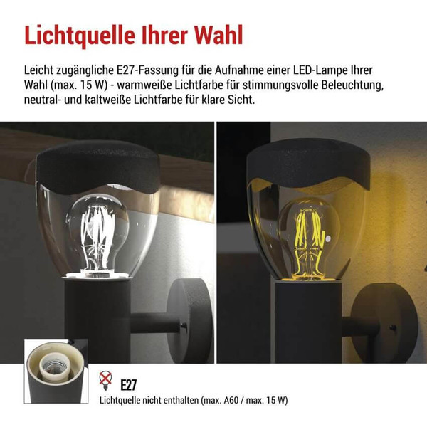 Emos LED Gartenstrahler Arteo Bewegungsmelder IP44 Anthrazit Edelstahl 16x12cm ZGA040P