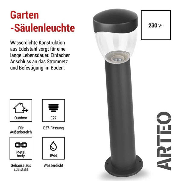 Emos LED Wegeleuchte Arteo IP44 Anthrazit Edelstahl 12x12cm ZGA0A0P
