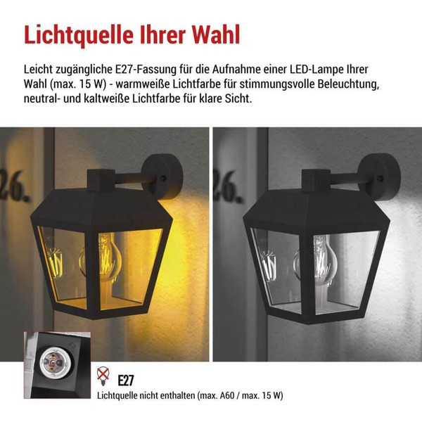 Emos LED Gartenstrahler Adenia IP44 Schwarz Aluminium 18x15cm ZGB020P