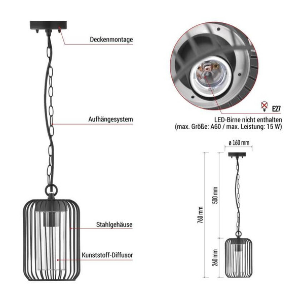 Emos LED Gartenstrahler Salvia IP44 Schwarz Stahl 16x16cm ZGD070P