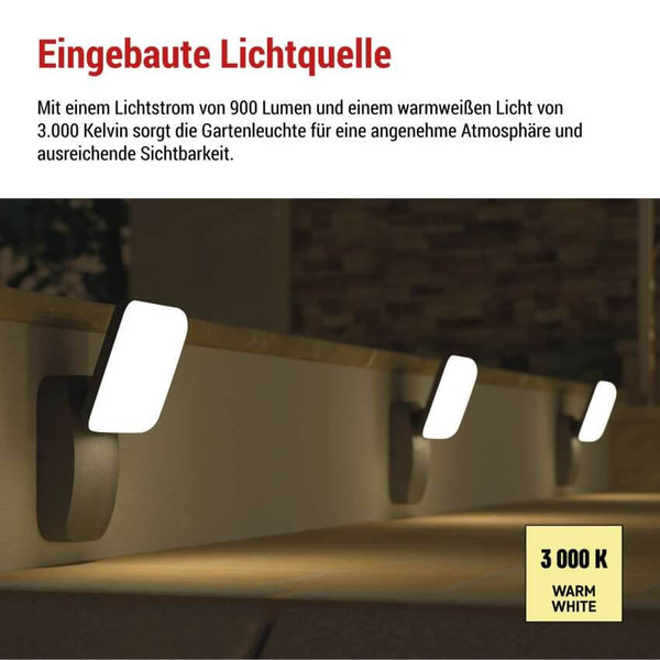Emos LED Gartenstrahler Nika 12,5W warmweiss 3000K IP44 Anthrazit Aluminium 12x12cm ZGE014L
