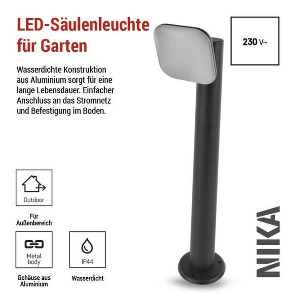 Emos LED Wegeleuchte Nika 12,5W warmweiss 3000K IP44 Anthrazit Aluminium 12x12cm ZGE0A4L