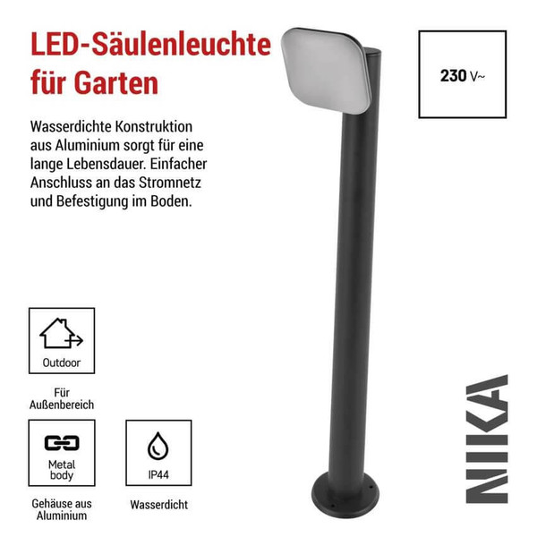 Emos LED Wegeleuchte Nika 12,5W warmweiss 3000K IP44 Anthrazit Aluminium 12x12cm ZGE0C4L