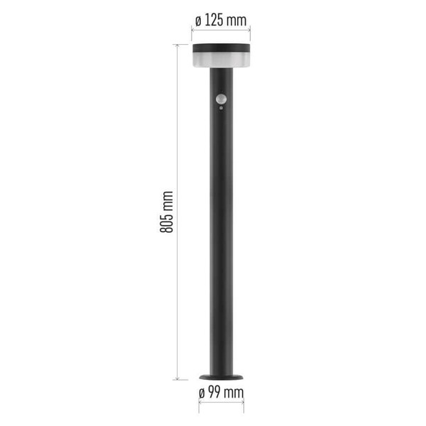 Emos LED Solar-Wegeleuchte Terion 2W warmweiss 3000K Bewegungsmelder Akku IP44 Anthrazit Edelstahl 12,5x12,5cm ZGJ0F4S