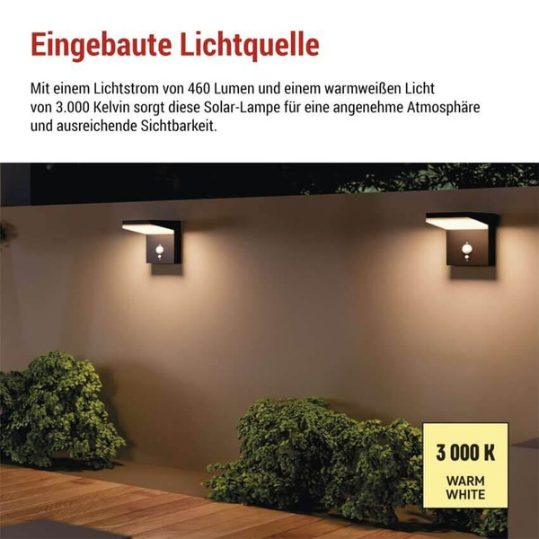 Emos LED Solar-Gartenstrahler Verea 4,4W warmweiss 3000K Bewegungsmelder Akku IP44 Schwarz Aluminium 15x11cm ZGK044S