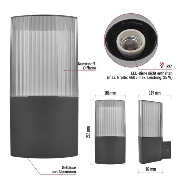 Emos LED Gartenstrahler Lana IP54 Anthrazit Aluminium 12x11cm ZGL010P