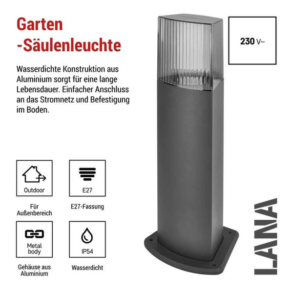 Emos LED Wegeleuchte Lana IP54 Anthrazit Aluminium 15x13cm ZGL0A0P