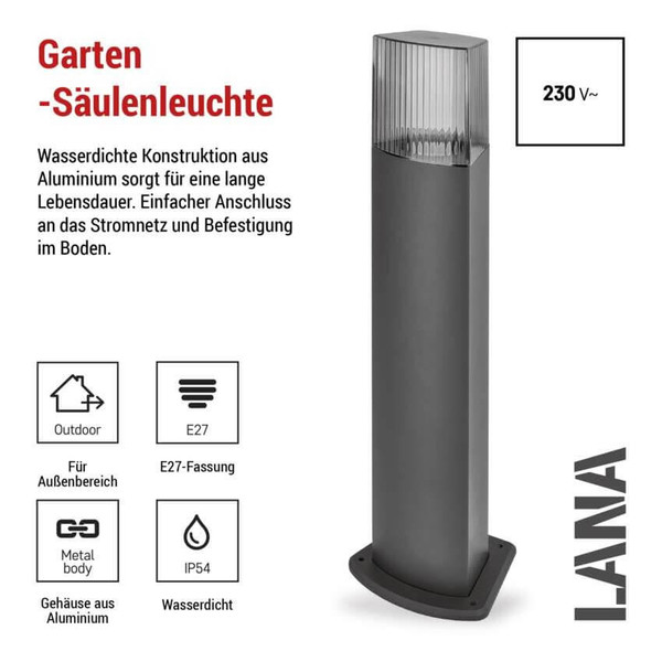 Emos LED Wegeleuchte Lana IP54 Anthrazit Aluminium 15x13cm ZGL0C0P
