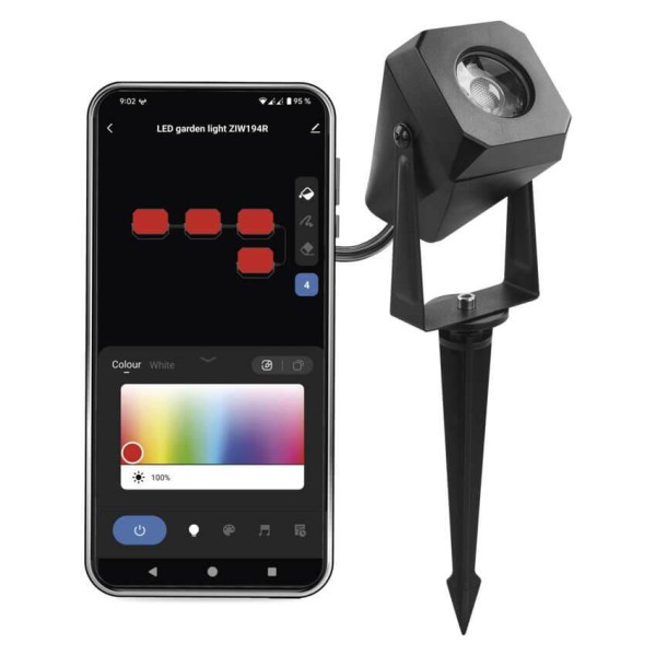 Emos LED Außenstrahler Set GoSmart Erweiterungsset RGBIC 1,5W CCT warm-/tageslichtweiss 3000K/6500K dimmbar WiFi IP65 Schwarz ZIW191R
