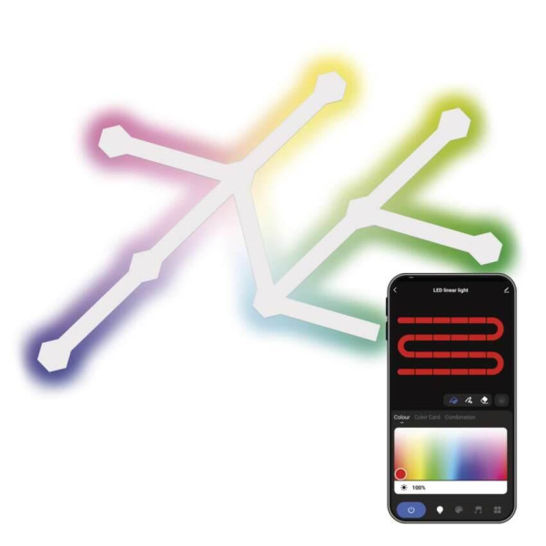 Emos LED Leuchtenset GoSmart Lines RGBIC 9-teilig 34W dimmbar WiFi Weiß ZIW249R