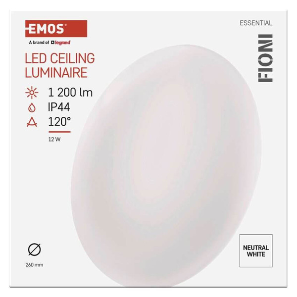 Emos LED Deckenleuchte Fioni 12W neutralweiss 4000K IP44 Weiß Stahl Ø25,5cm ZM1120