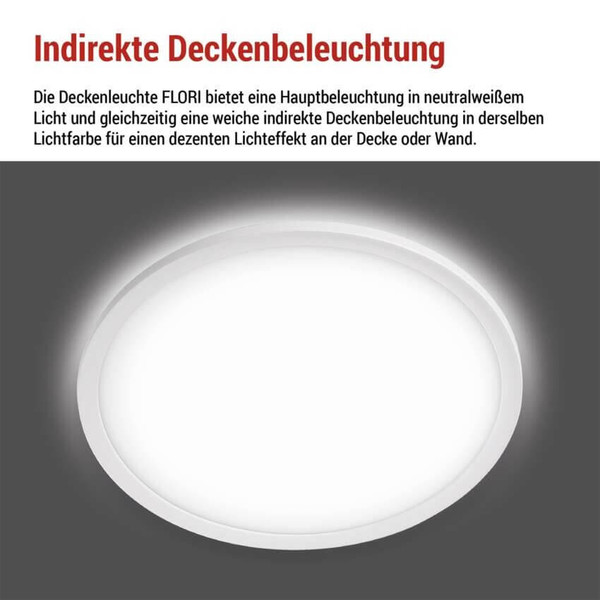 Emos LED Anbauleuchte, Deckenleuchte Flori 22W neutralweiss 4000K Weiß Ø42cm ZM1401