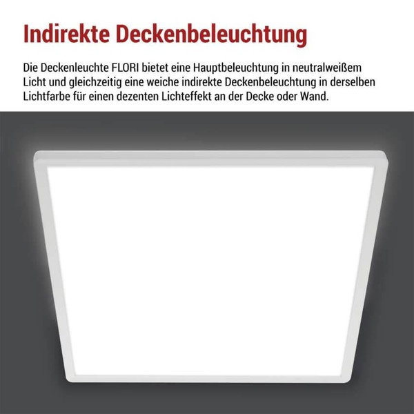 Emos LED Anbauleuchte, Deckenleuchte Flori 22W neutralweiss 4000K Weiß 42x42cm ZM1403