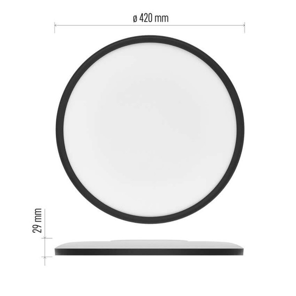 Emos LED Anbauleuchte, Deckenleuchte Flori 22W neutralweiss 4000K Schwarz Ø42cm ZM1405