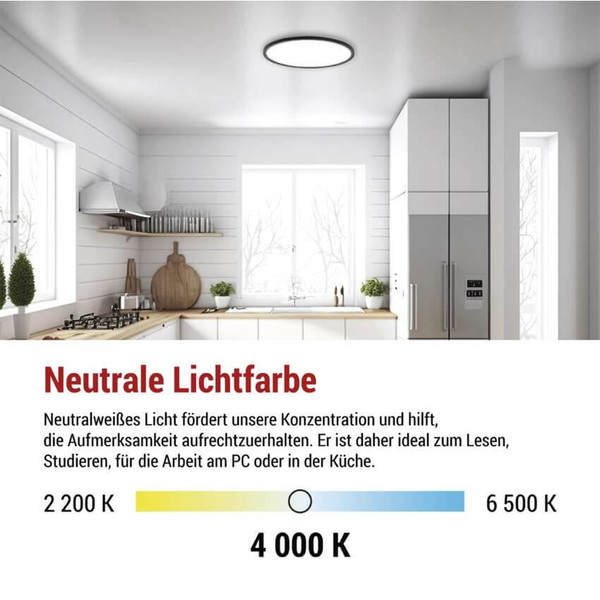 Emos LED Anbauleuchte, Deckenleuchte Flori 22W neutralweiss 4000K Schwarz Ø42cm ZM1405