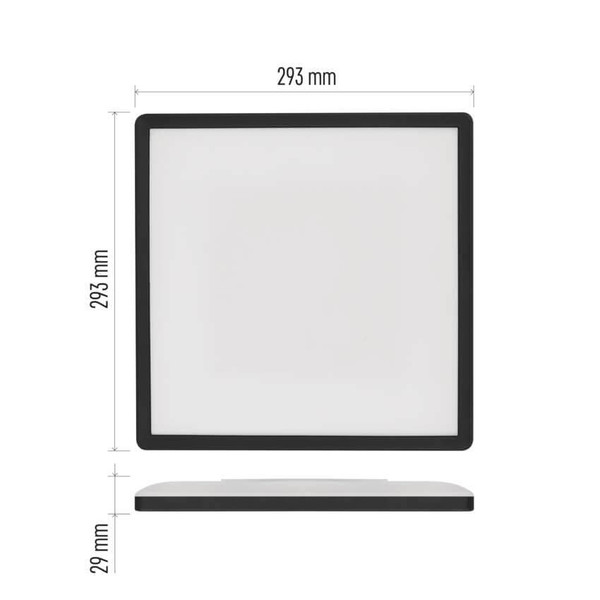 Emos LED Anbauleuchte, Deckenleuchte Flori 18W neutralweiss 4000K Schwarz 29x29cm ZM1406