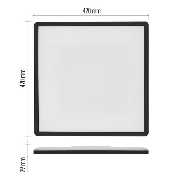 Emos LED Anbauleuchte, Deckenleuchte Flori 22W neutralweiss 4000K Schwarz 42x42cm ZM1407
