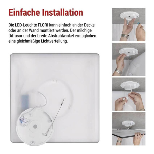 Emos LED Anbauleuchte, Deckenleuchte Flori 22W neutralweiss 4000K Schwarz 42x42cm ZM1407