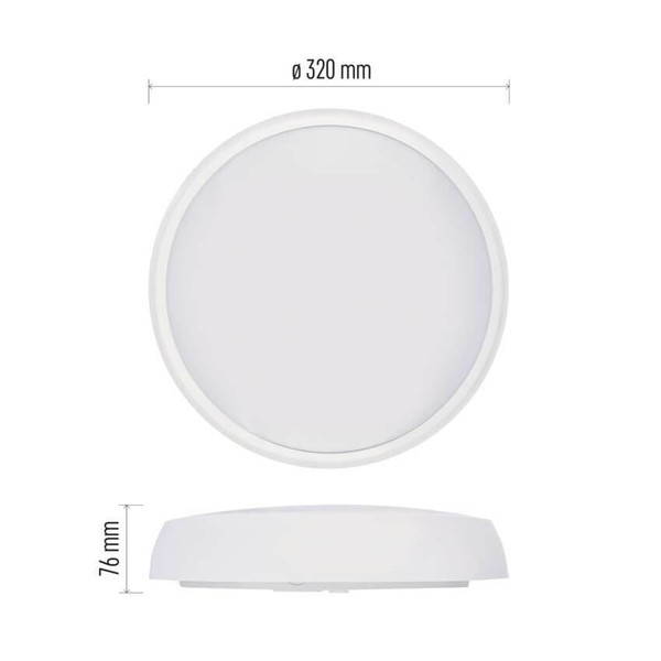 Emos LED Deckenleuchte Fleri 20W einstellbar CCT warm-/neutral-/tageslichtweiss 3000K/4000K/6500K Bewegungsmelder IP65 Weiß Ø30cm ZM3012