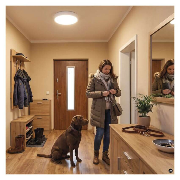 Emos LED Deckenleuchte Fleri 20W einstellbar CCT warm-/neutral-/tageslichtweiss 3000K/4000K/6500K Bewegungsmelder IP65 Weiß Ø30cm ZM3012
