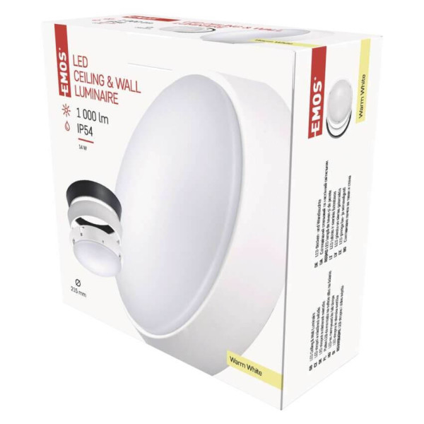 Emos LED Wandleuchte Zuri 14W warmweiss 3000K IP54 Schwarz Weiß Ø21,5cm ZM3130
