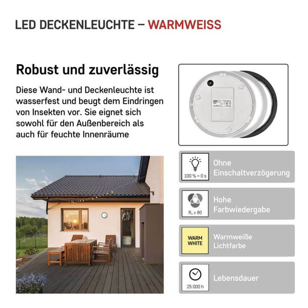 Emos LED Wandleuchte Zuri 14W warmweiss 3000K IP54 Schwarz Weiß Ø21,5cm ZM3130