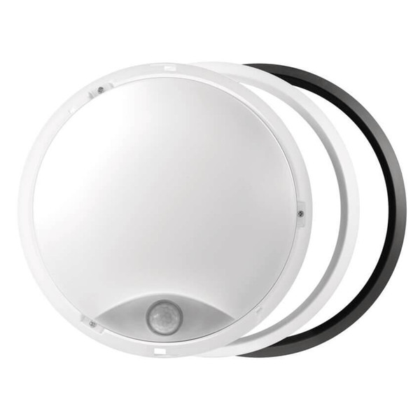 Emos LED Wandleuchte Zuri 14W warmweiss 3000K Bewegungsmelder IP54 Schwarz Weiß Ø21,5cm ZM3131