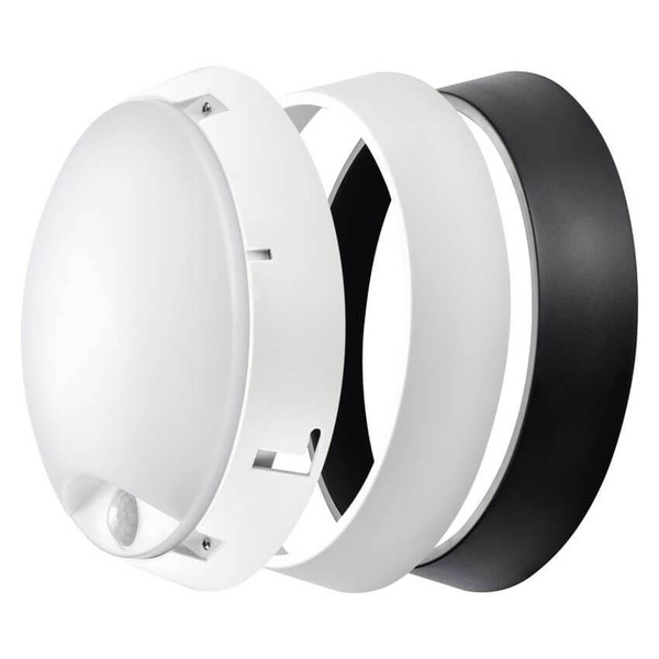 Emos LED Wandleuchte Zuri 14W neutralweiss 4000K Bewegungsmelder IP54 Schwarz Weiß Ø21,5cm ZM3231
