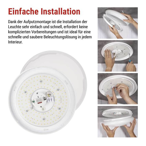 Emos LED Deckenleuchte Tivi 12,5W neutralweiss 4000K Bewegungsmelder IP44 Weiß Stahl Ø38cm ZM3408M