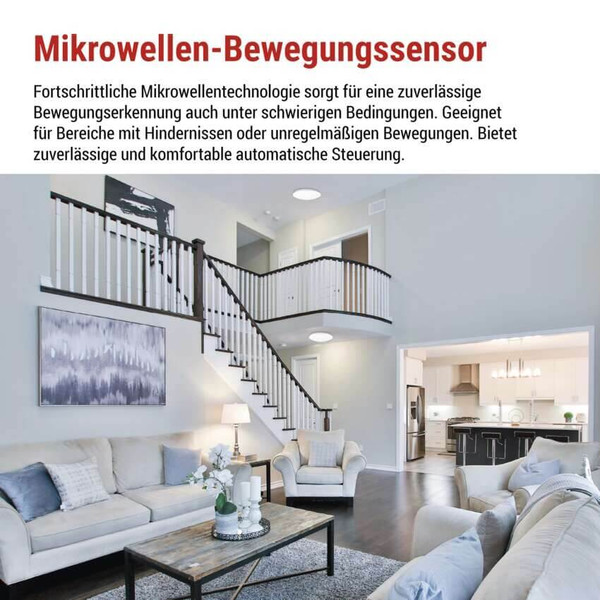 Emos LED Deckenleuchte Tivi 12,5W neutralweiss 4000K Bewegungsmelder IP44 Weiß Stahl Ø38cm ZM3408M