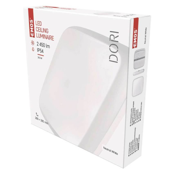 Emos LED Deckenleuchte Dori 24,5W neutralweiss 4000K IP54 Weiß 28x28cm ZM4314