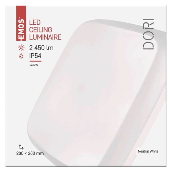 Emos LED Deckenleuchte Dori 24,5W neutralweiss 4000K IP54 Weiß 28x28cm ZM4314