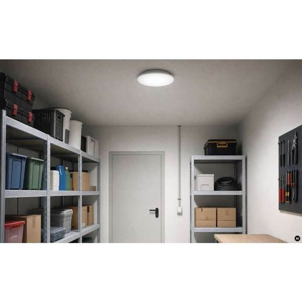 Emos LED Deckenleuchte Dori Evo 24W einstellbar neutralweiss 4000K IP65 Weiß Ø28cm ZM4315