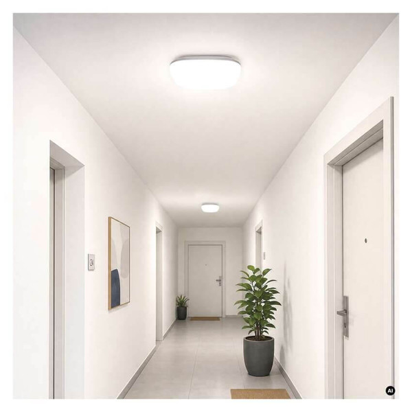 Emos LED Deckenleuchte Dori Evo 24W einstellbar neutralweiss 4000K IP65 Weiß 28x28cm ZM4316