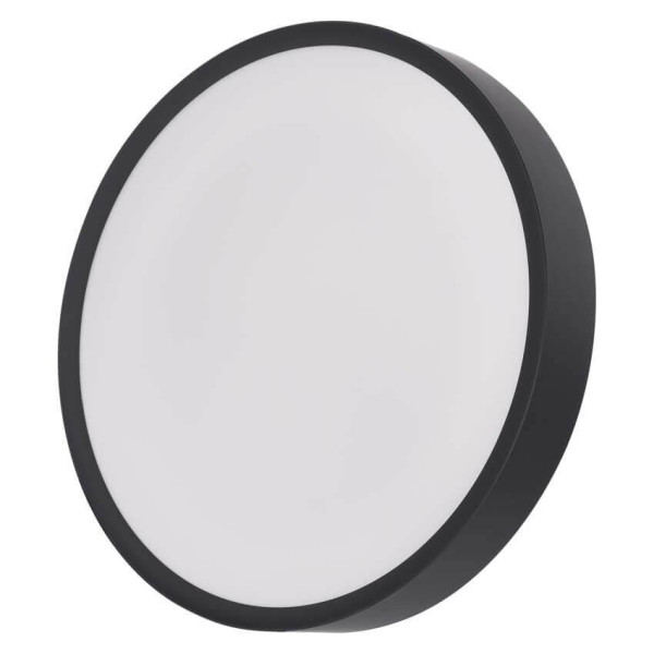 Emos LED Anbauleuchte, Deckenleuchte Rori 17W CCT warm-/neutralweiss 2700K/3500K/4000K Bewegungsmelder Schwarz Stahl Ø31cm ZM4401