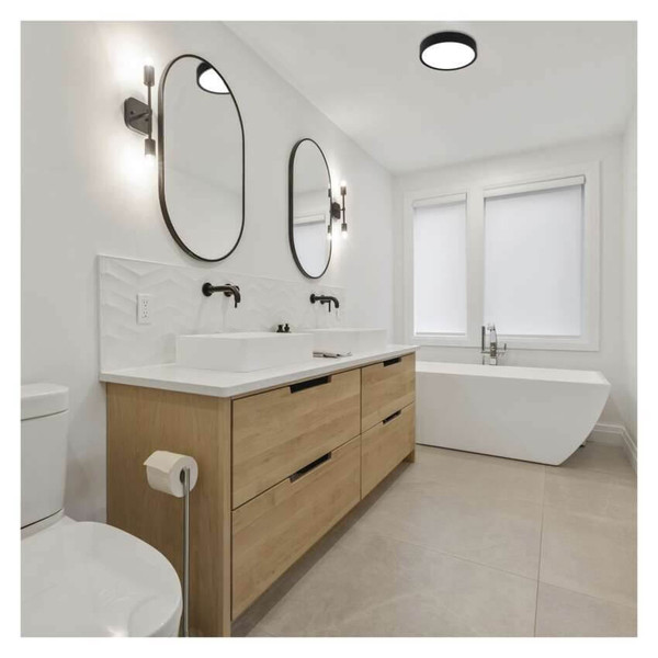 Emos LED Anbauleuchte, Deckenleuchte Rori 17W CCT warm-/neutralweiss 2700K/3500K/4000K Bewegungsmelder Schwarz Stahl Ø31cm ZM4401