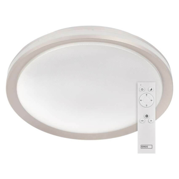 Emos LED Deckenleuchte Sabi 45W CCT warm-/tageslichtweiss 2700K/6500K dimmbar Fernbedienung Weiß Stahl 50cm ZM5112