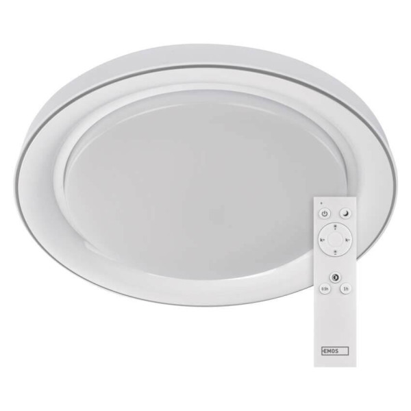 Emos LED Deckenleuchte Remi 45W CCT warm-/tageslichtweiss 2700K/6500K dimmbar Fernbedienung Weiß Stahl 51cm ZM5113