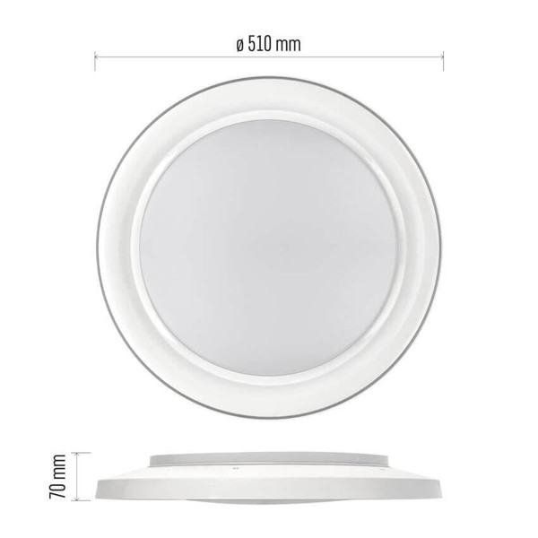 Emos LED Deckenleuchte Remi 45W CCT warm-/tageslichtweiss 2700K/6500K dimmbar Fernbedienung Weiß Stahl 51cm ZM5113
