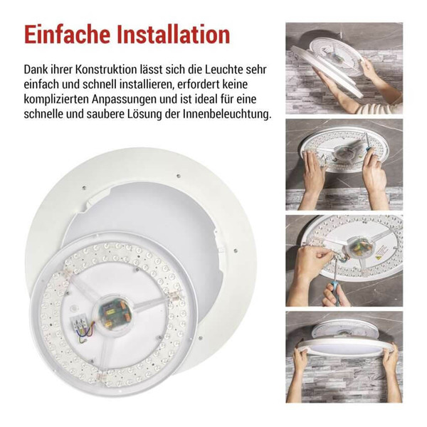 Emos LED Deckenleuchte Remi 45W CCT warm-/tageslichtweiss 2700K/6500K dimmbar Fernbedienung Weiß Stahl 51cm ZM5113