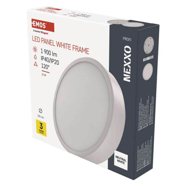 Emos LED Anbauleuchte, Deckenleuchte Nexxo 21W neutralweiss 4000K Weiß Stahl Ø22,5cm ZM5145