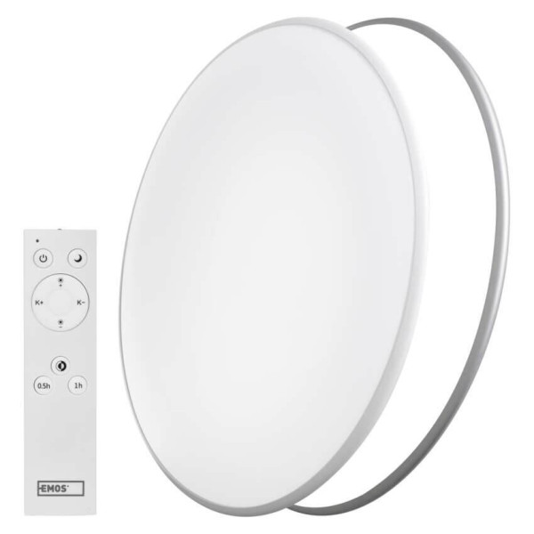 Emos LED Deckenleuchte Alvi 36W CCT warm-/tageslichtweiss 2700K/6500K dimmbar Fernbedienung Weiß Stahl Ø50cm ZM5166