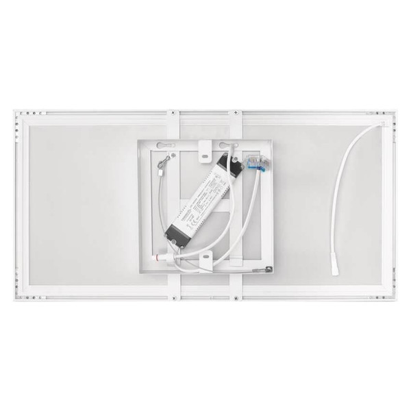 Emos LED Deckenleuchte Rivi 25W CCT warm-/tageslichtweiss 2700K/6000K dimmbar Fernbedienung Weiß Aluminium 29,5x59,5cm ZM5172